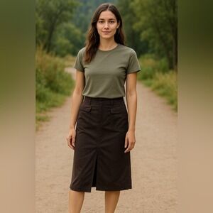 Patagonia Utility Skirt Womens 8 Brown Hiking Outdoor Midi Pockets